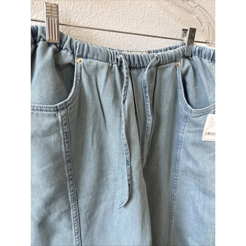 Free People Veritas Wide Leg Jeans Size Small Drawstring‎ Oversized $128